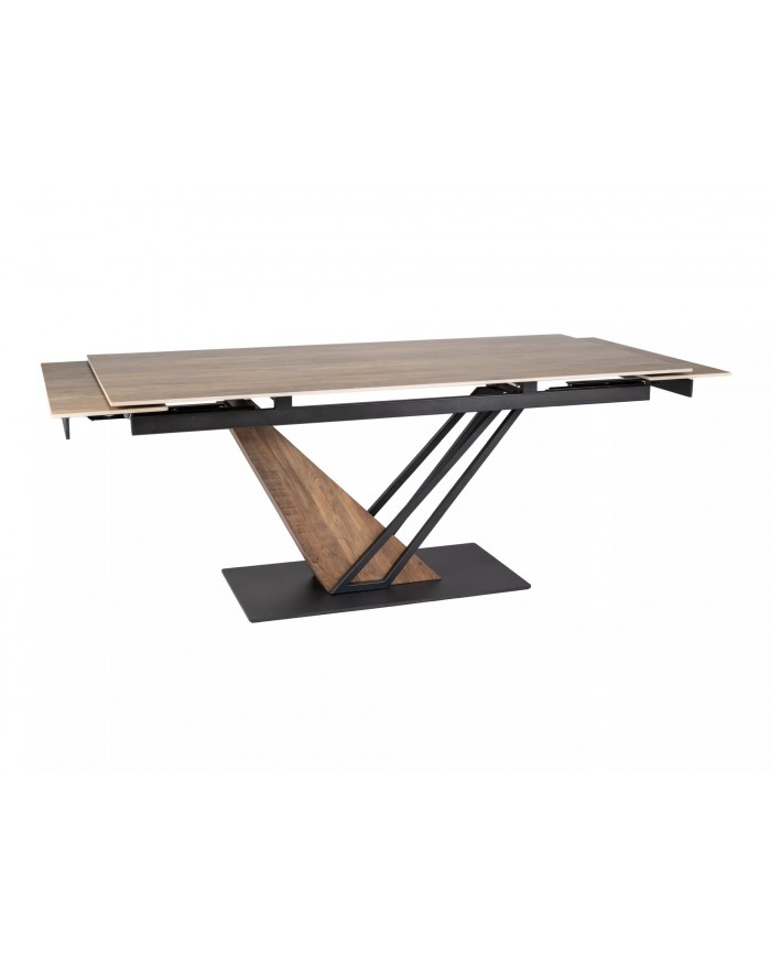 Table extensible GENESE LEGNO – Chêne naturel & métal noir | 160-220 cm | Style industriel haut de gamme