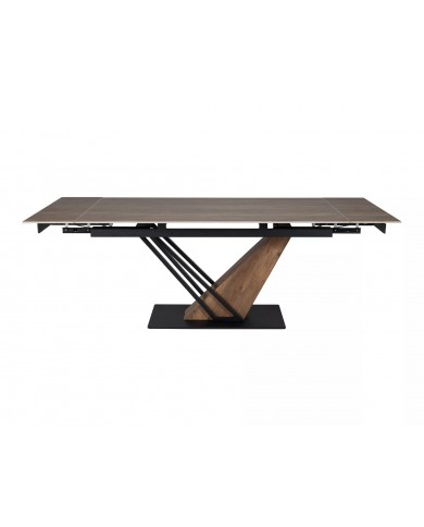 Table extensible GENESE LEGNO – Chêne naturel & métal noir | 160-220 cm | Style industriel haut de gamme