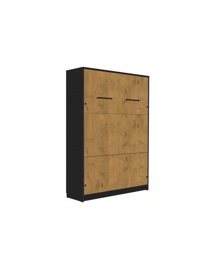 Armoire lit escamotable relevable vertical avec bureau intégré 120x200 cm chêne lancelot  noir DELUXE