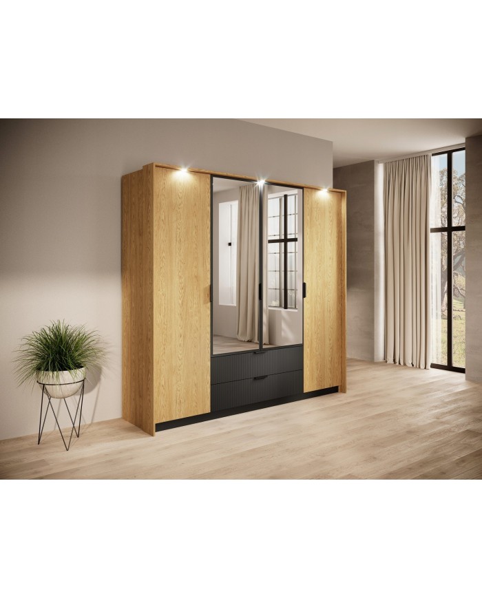 Armoire BALTINO – Élégance moderne, fonctionnalité maximale  Le style urbain chic s’invite dans votre chambre