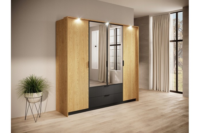 Armoire BALTINO – Élégance moderne, fonctionnalité maximale  Le style urbain chic s’invite dans votre chambre