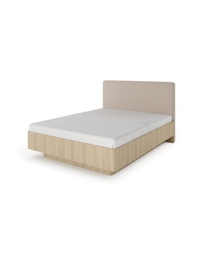 Lit avec tête de lit capitonnée chêne barista 160x200 cm ELIA