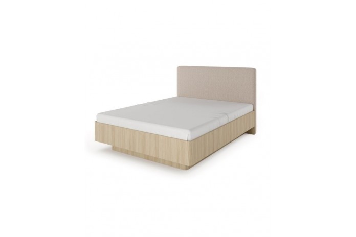 Lit avec tête de lit capitonnée chêne barista 160x200 cm ELIA