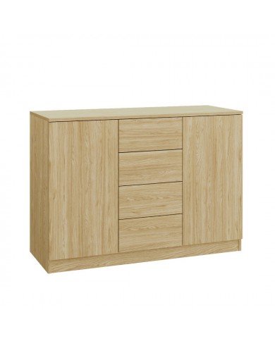 Commode 4 tiroirs et 2 portes 120 cm chêne huilé Ambiance