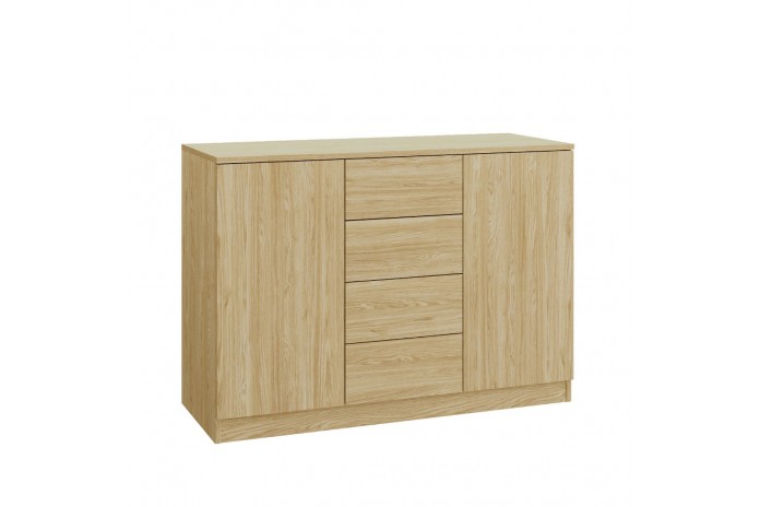 Commode 4 tiroirs et 2 portes 120 cm chêne huilé Ambiance