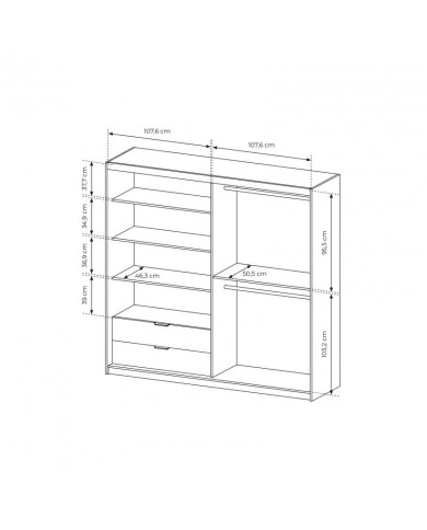 Armoire AURA 220 – Chêne artisanal & Anthracite avec miroirs  contemporaine, rangements malins & finitions haut de gamme
