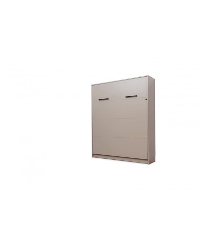 Armoire lit escamotable relevable vertical avec bureau intégré 120x200 cm taupe DELUXE