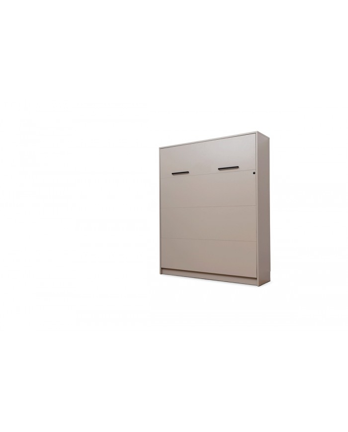 Armoire lit escamotable relevable vertical avec bureau intégré 120x200 cm taupe DELUXE