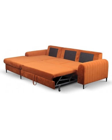Canapé d’angle DIVANO LUX Solution 3-en-1 : Canapé haut de gamme + lit 2 places + rangement intégré