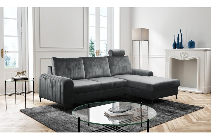 Canapé d’angle DIVANO LUX COLORS 3-en-1 : Canapé haut de gamme + lit 2 places + rangement intégré MEGA PROMO