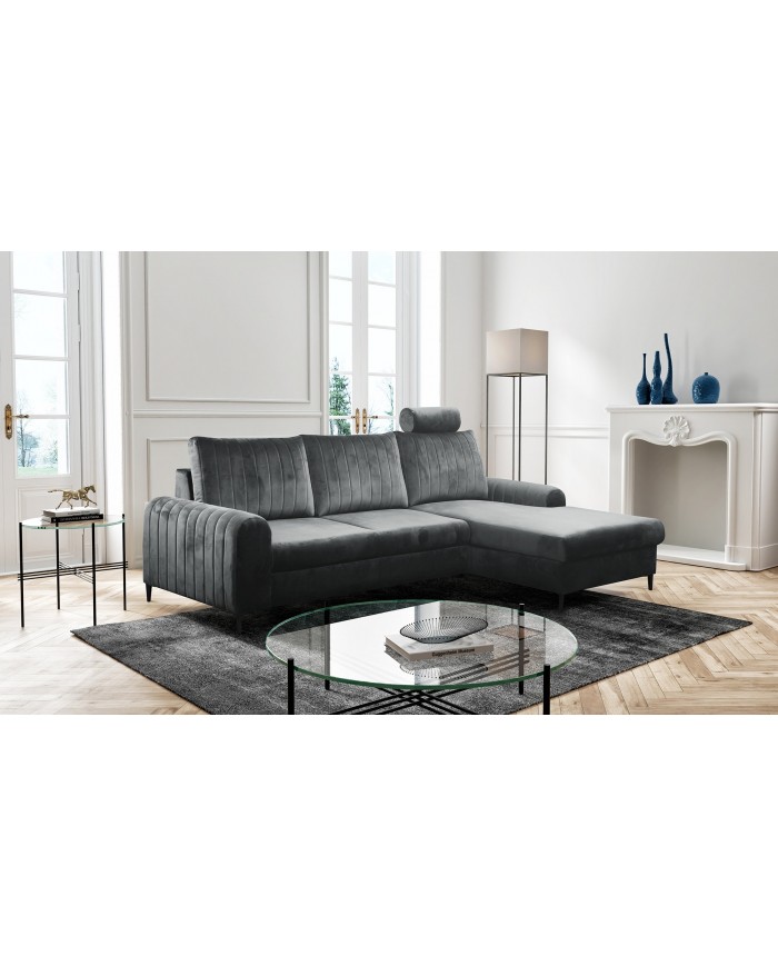 Canapé d’angle DIVANO LUX COLORS 3-en-1 : Canapé haut de gamme + lit 2 places + rangement intégré MEGA PROMO