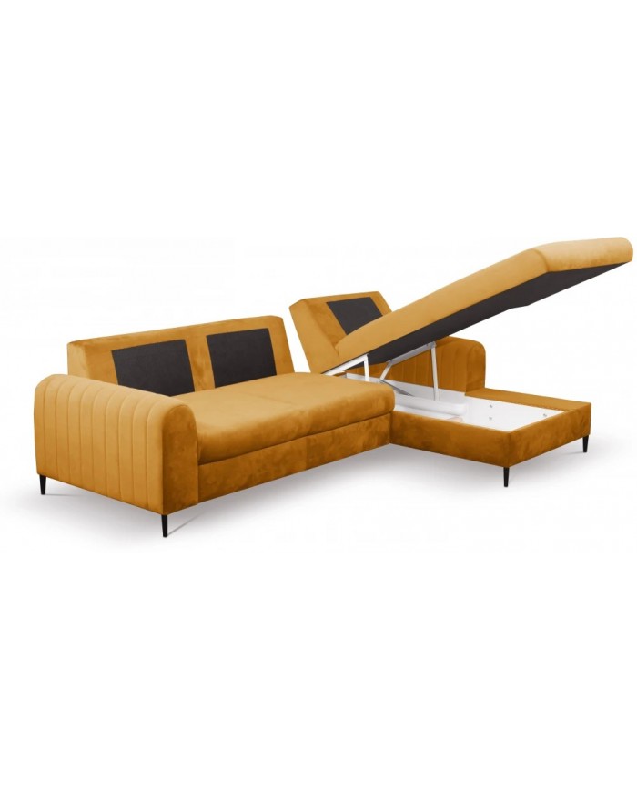 Canapé d’angle DIVANO LUX COLORS 3-en-1 : Canapé haut de gamme + lit 2 places + rangement intégré MEGA PROMO