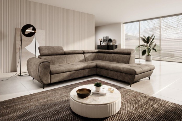 Canapé d’angle PIKTO LOUNGE – Design Couture & Confort Haute Performance lit 2 places + rangement intégré SUPER PRIX