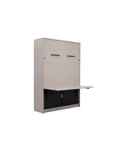 Lit escamotable 140×200 avec bureau intégré taupe DELUXE