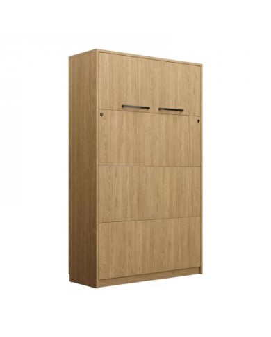 Armoire lit escamotable relevable vertical 140x200 cm chêne huilé DELUXE