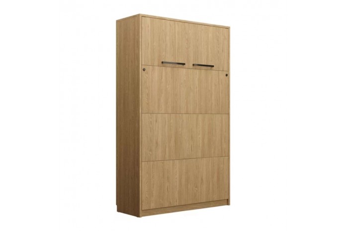 Armoire lit escamotable relevable vertical 140x200 cm chêne huilé DELUXE