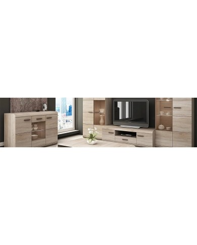 Meuble TV 2 portes et 1 tiroir 140 cm chêne sonoma ALTURA SONOMA