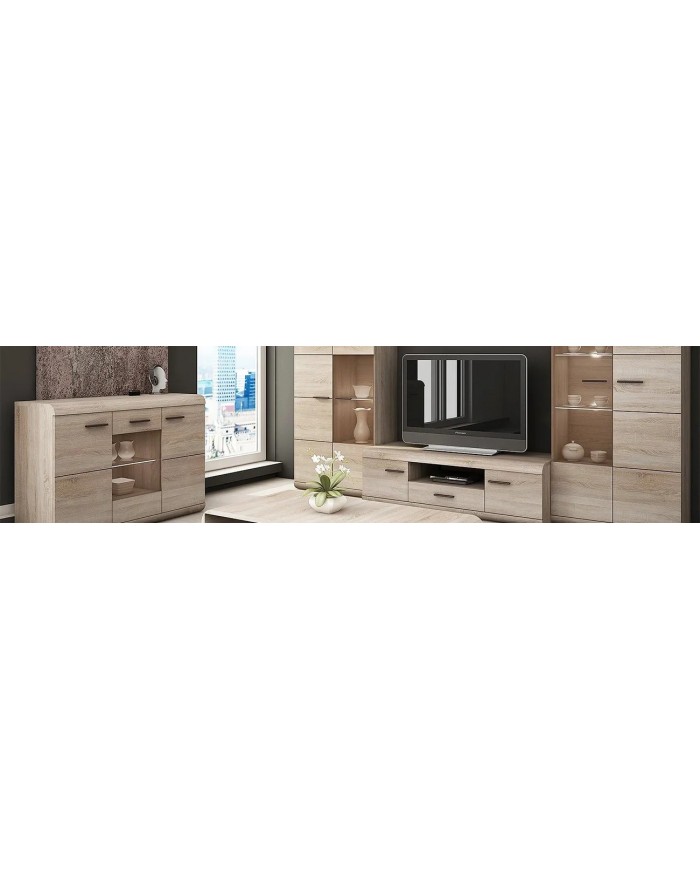 Meuble TV 2 portes et 1 tiroir 140 cm chêne sonoma ALTURA SONOMA