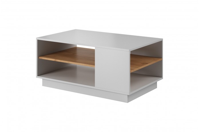 LUMENA³™  Table Basse Architecturale 100 cm  La pureté du blanc. La chaleur du chêne. SUPER PRIX !