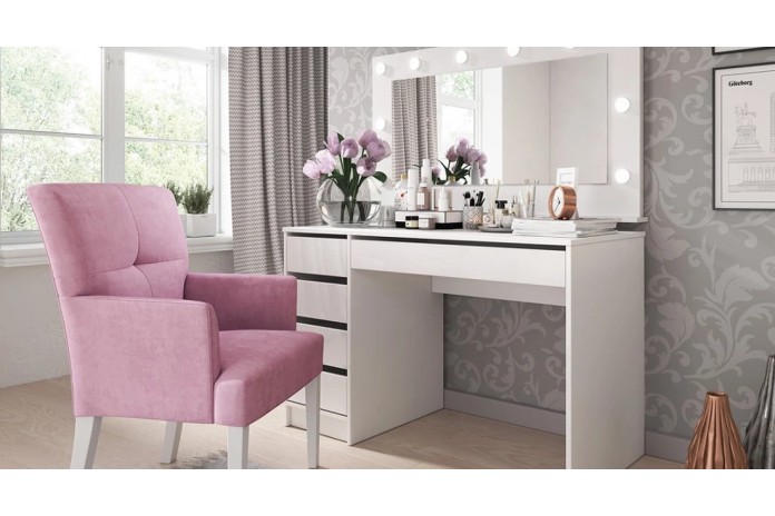 Coiffeuse a tiroir avec Miroir a LED Intégrés LUMINAÉ PRIVÉE™